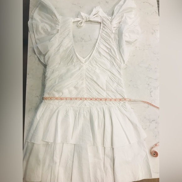 Love the label - Brand NWT White ruffled mini dress - Picture 8 of 9